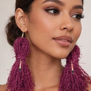 Elegant Burgundy Tassel Earrings